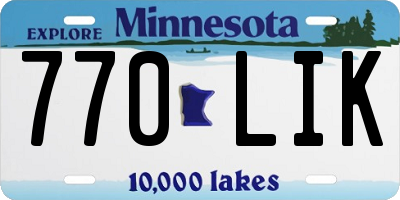 MN license plate 770LIK