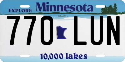MN license plate 770LUN