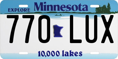 MN license plate 770LUX