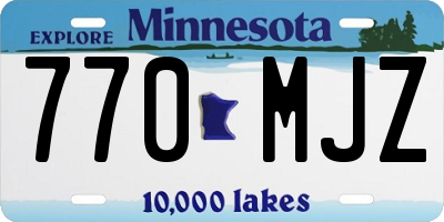 MN license plate 770MJZ