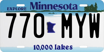 MN license plate 770MYW