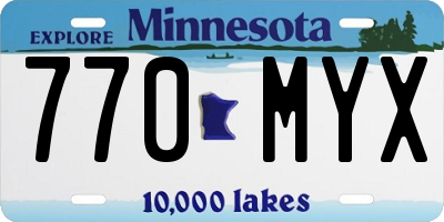 MN license plate 770MYX