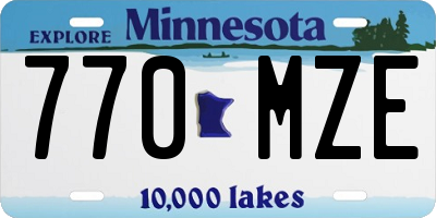 MN license plate 770MZE