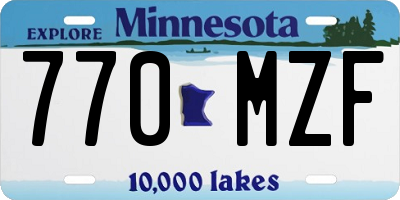MN license plate 770MZF