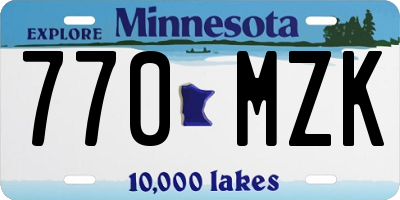 MN license plate 770MZK