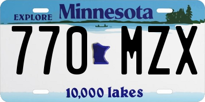 MN license plate 770MZX