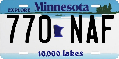 MN license plate 770NAF