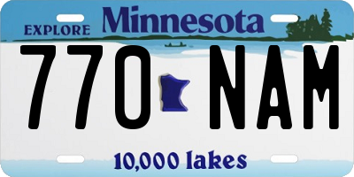 MN license plate 770NAM