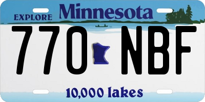 MN license plate 770NBF