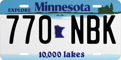MN license plate 770NBK