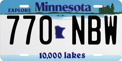 MN license plate 770NBW