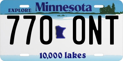 MN license plate 770ONT