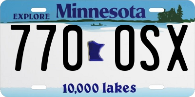 MN license plate 770OSX