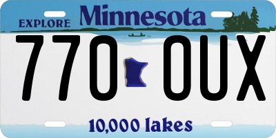 MN license plate 770OUX