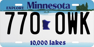 MN license plate 770OWK