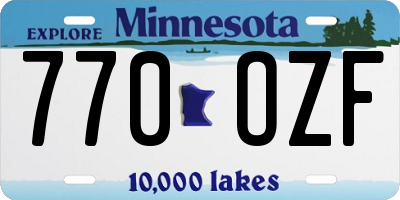 MN license plate 770OZF