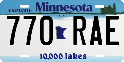 MN license plate 770RAE