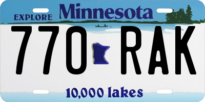 MN license plate 770RAK