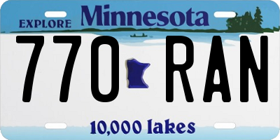 MN license plate 770RAN