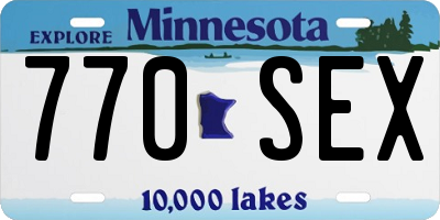 MN license plate 770SEX