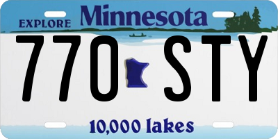 MN license plate 770STY