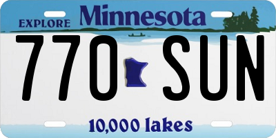 MN license plate 770SUN