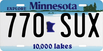 MN license plate 770SUX