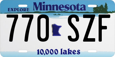 MN license plate 770SZF