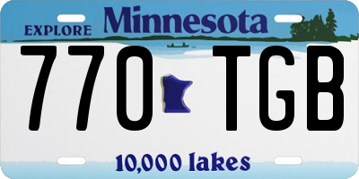 MN license plate 770TGB