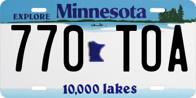 MN license plate 770TOA