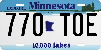 MN license plate 770TOE