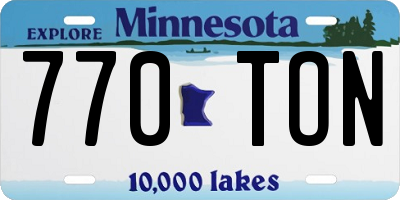 MN license plate 770TON