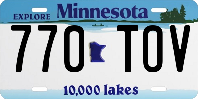MN license plate 770TOV