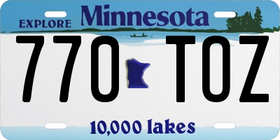 MN license plate 770TOZ