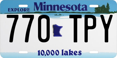 MN license plate 770TPY