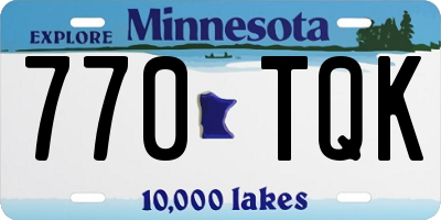 MN license plate 770TQK