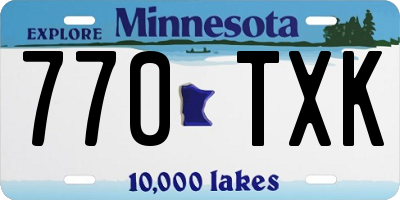 MN license plate 770TXK