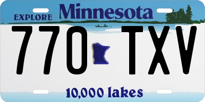 MN license plate 770TXV