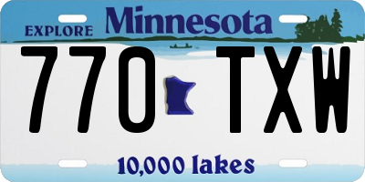MN license plate 770TXW