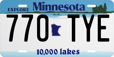 MN license plate 770TYE