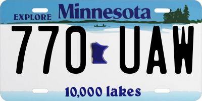 MN license plate 770UAW