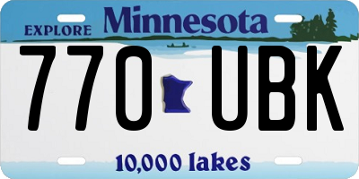 MN license plate 770UBK