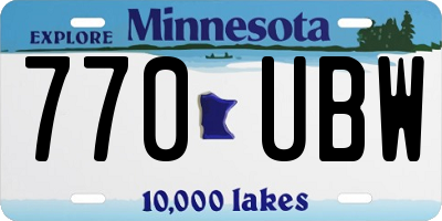 MN license plate 770UBW