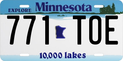MN license plate 771TOE