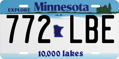 MN license plate 772LBE