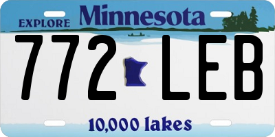MN license plate 772LEB