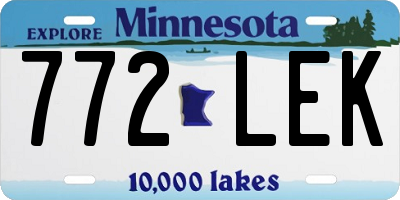 MN license plate 772LEK