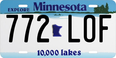 MN license plate 772LOF