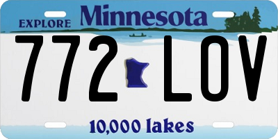 MN license plate 772LOV
