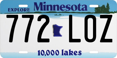 MN license plate 772LOZ